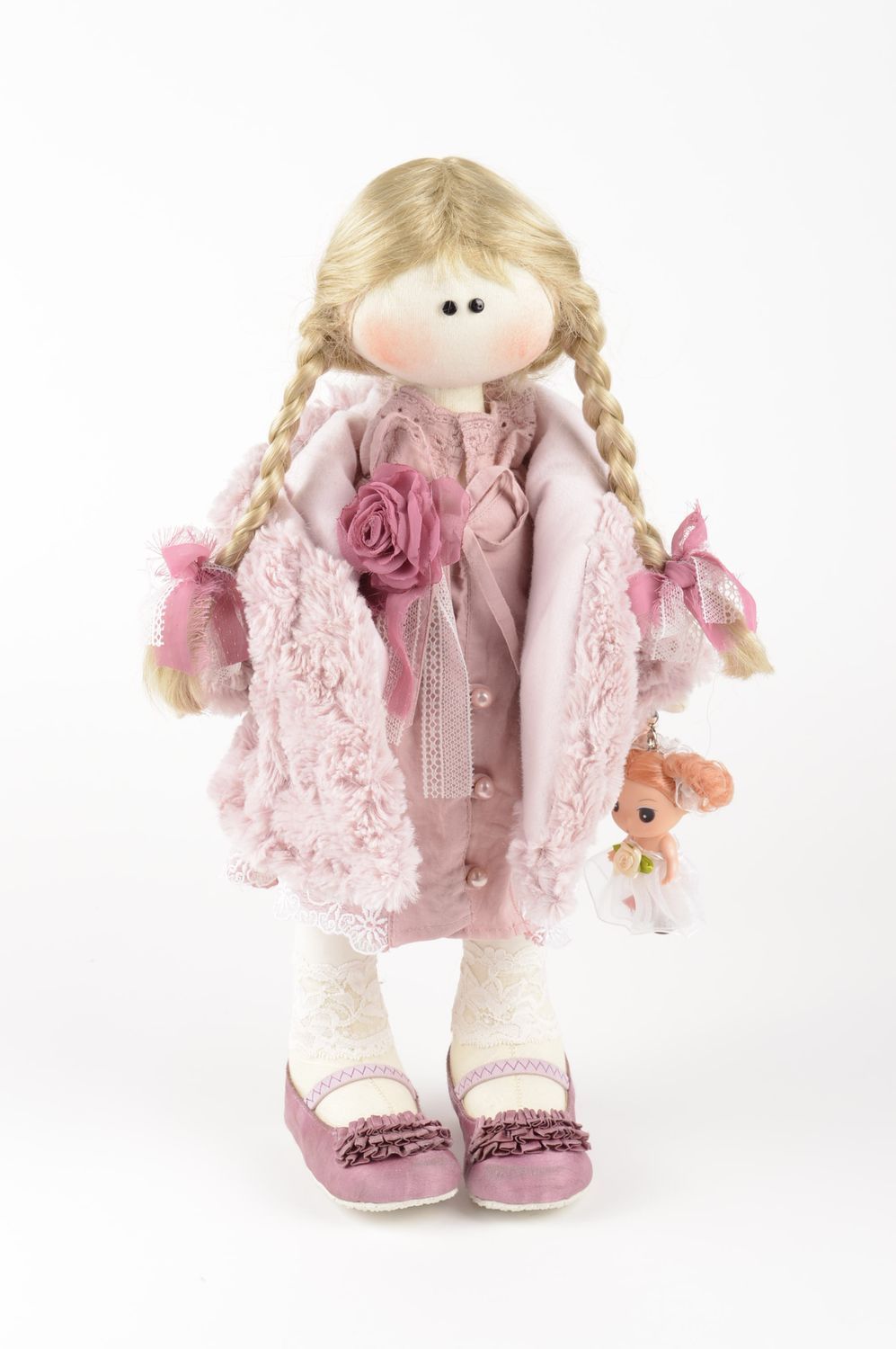 Очаровательная кукла ручной работы кукла из ткани льна мягкая кукла для девочки фото 2