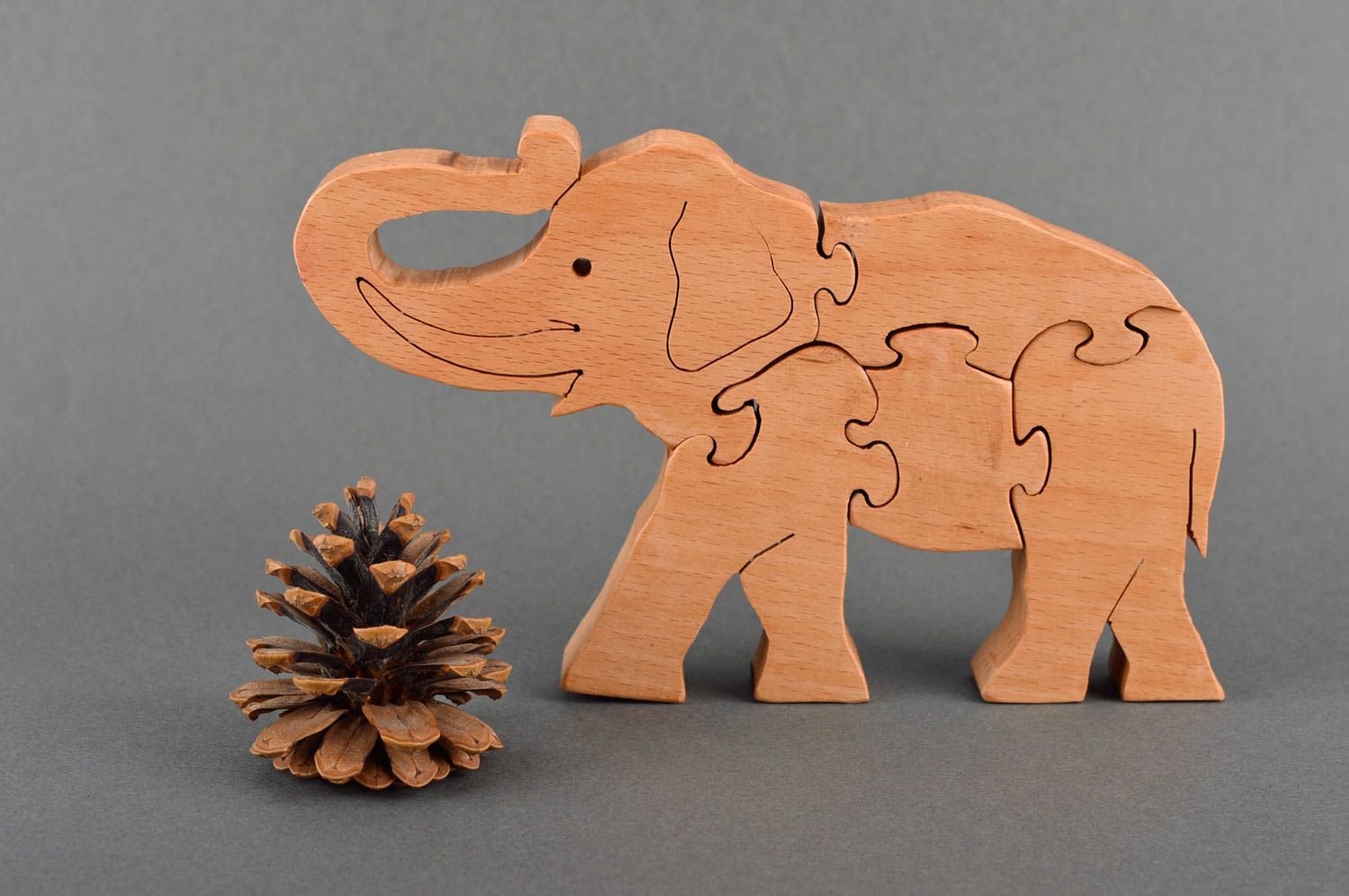 Игрушка ручной работы пазлы для детей слоник деревянная головоломка для детей фото 1