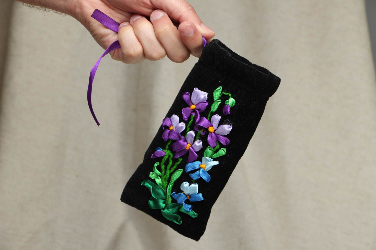 Textil Brillenetui mit Blumen foto 4