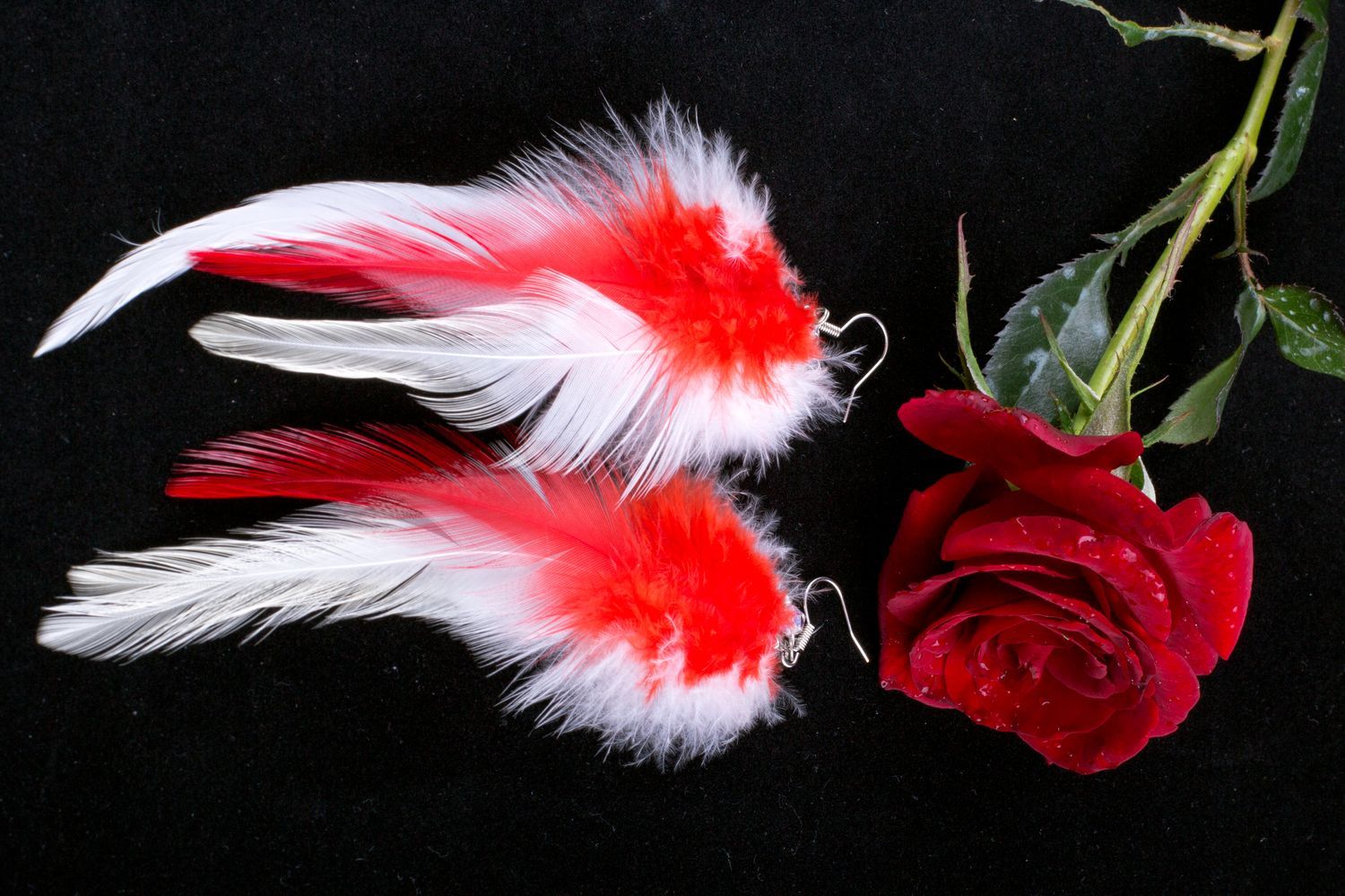 Handmade earrings jewelry with feathers beautiful bijouterie perfect present photo 1