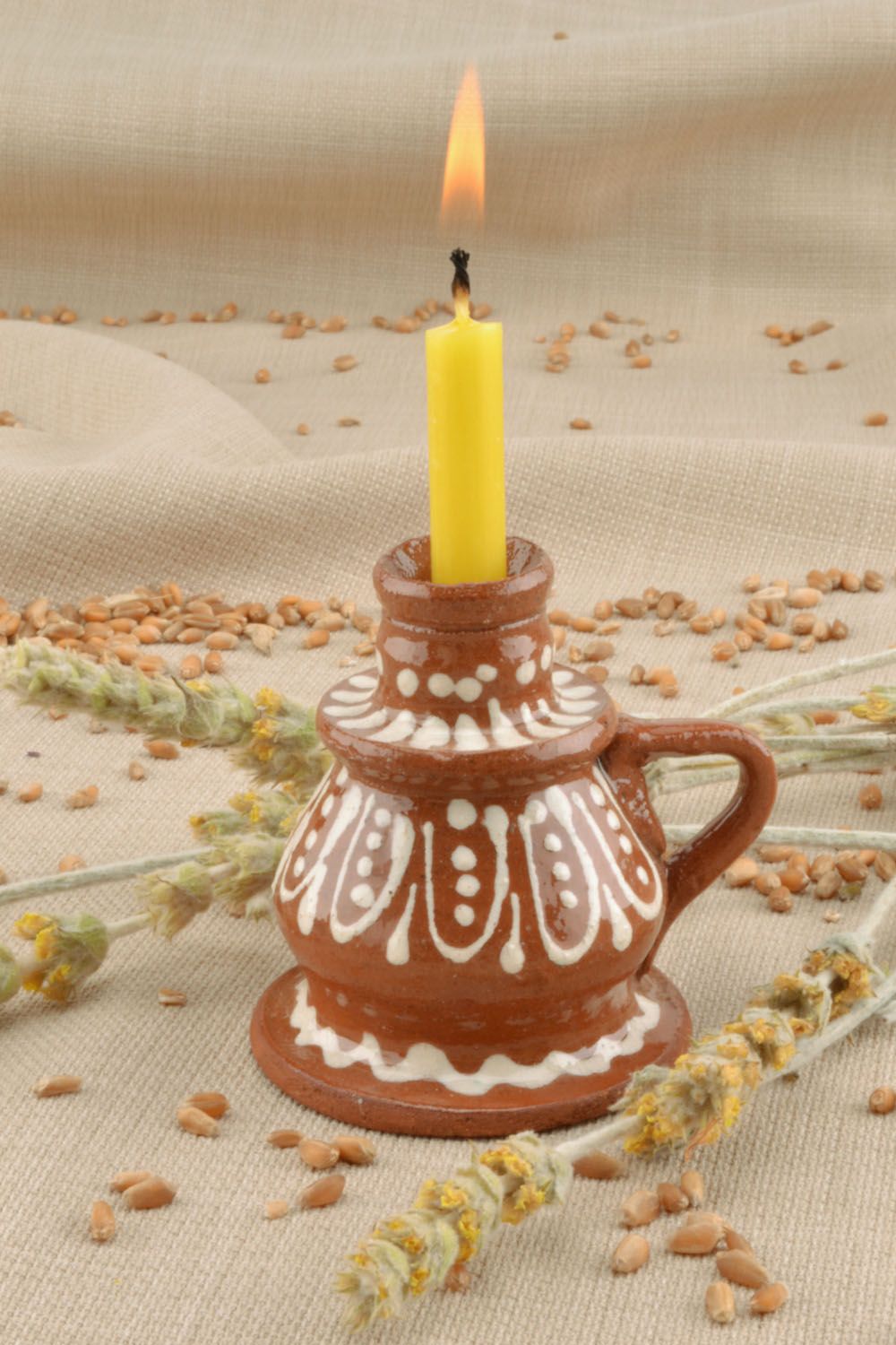 Ethnic ceramic candle holder photo 1