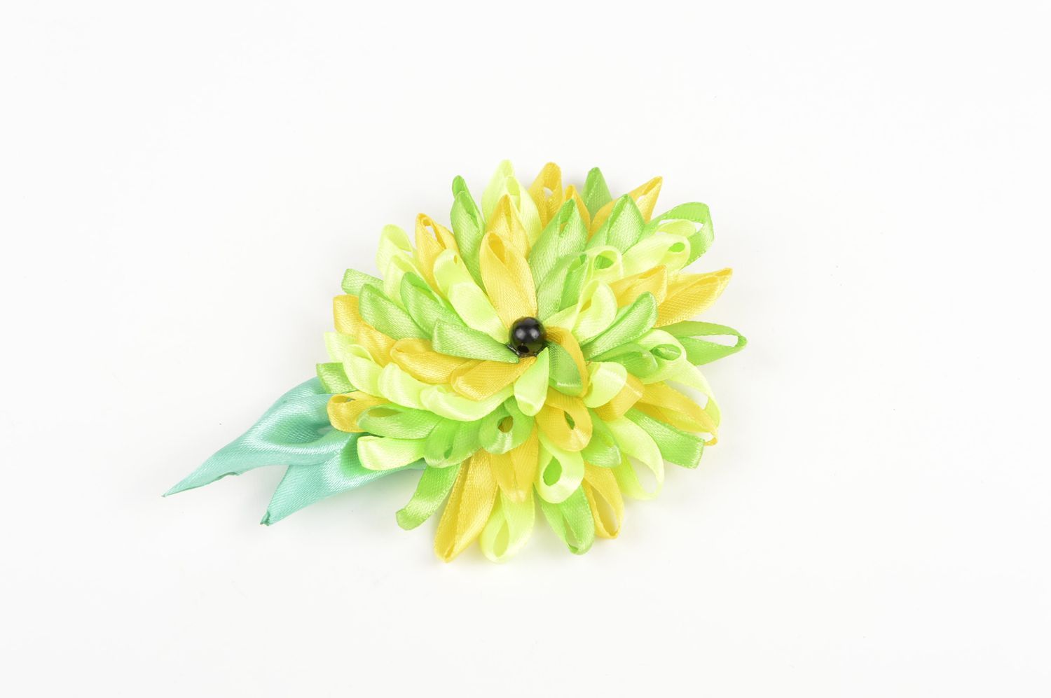 Handmade Kinder Haarspange Haarschmuck Blume Mode Accessoire Limette schön foto 1