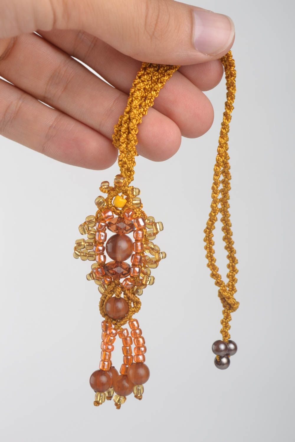Handmade necklace macrame jewelry beaded necklace pendant necklace bead jewelry photo 5