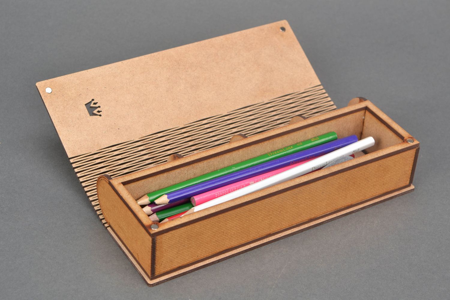 Boîte plumier pour stylos en bois à décorer en forme de livre photo 4