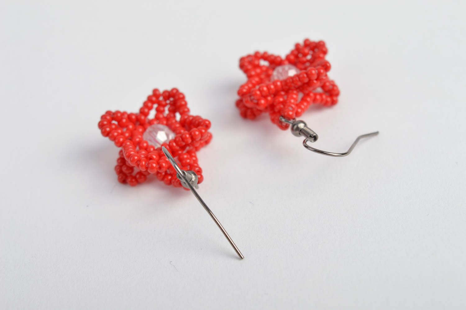 Seed beaded handmade earrings woven bijouterie for woman designer accessory photo 4