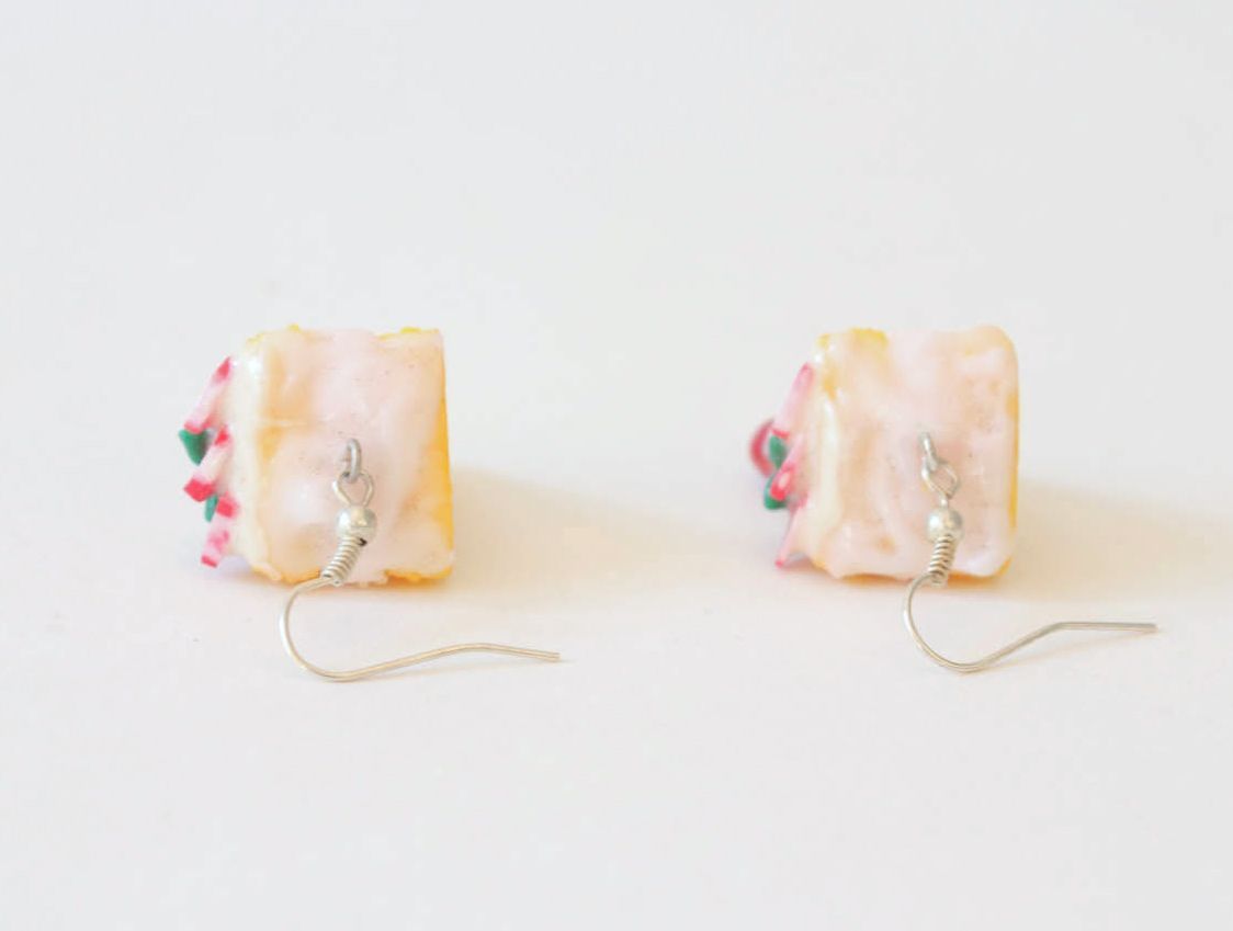 Polymer clay earrings Strawberry Cake photo 3
