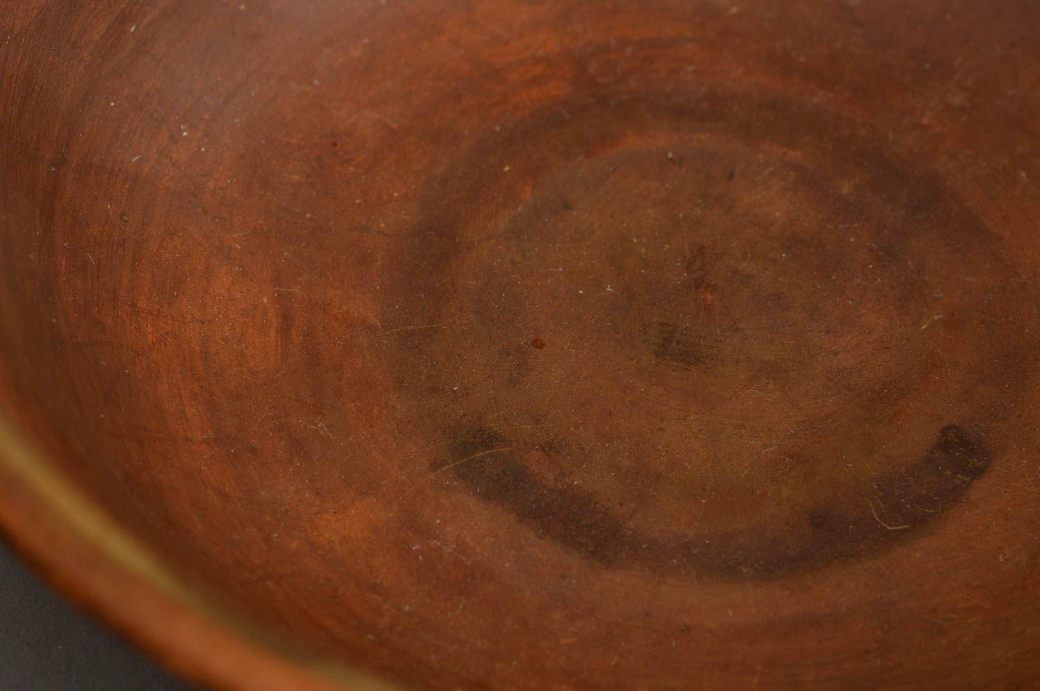 Small handmade ceramic brown bowl eco friendly red clay kitchenware  photo 5