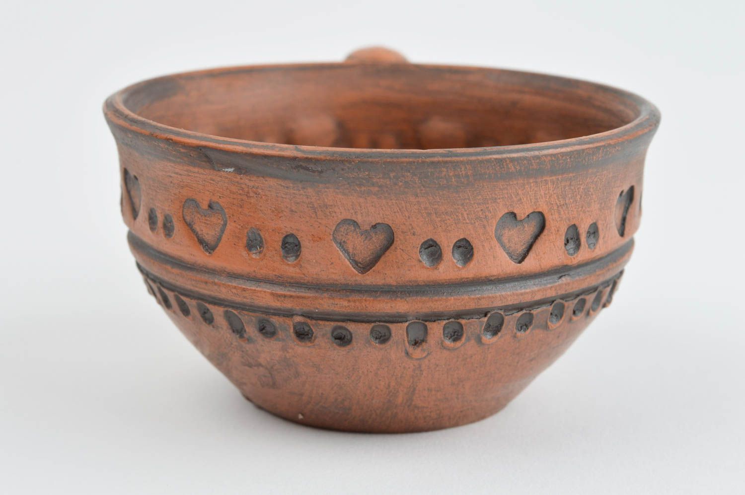 Handgemachte Keramik Tasse Keramik Becher Geschirr aus Ton mit Herzen hübsch  foto 3