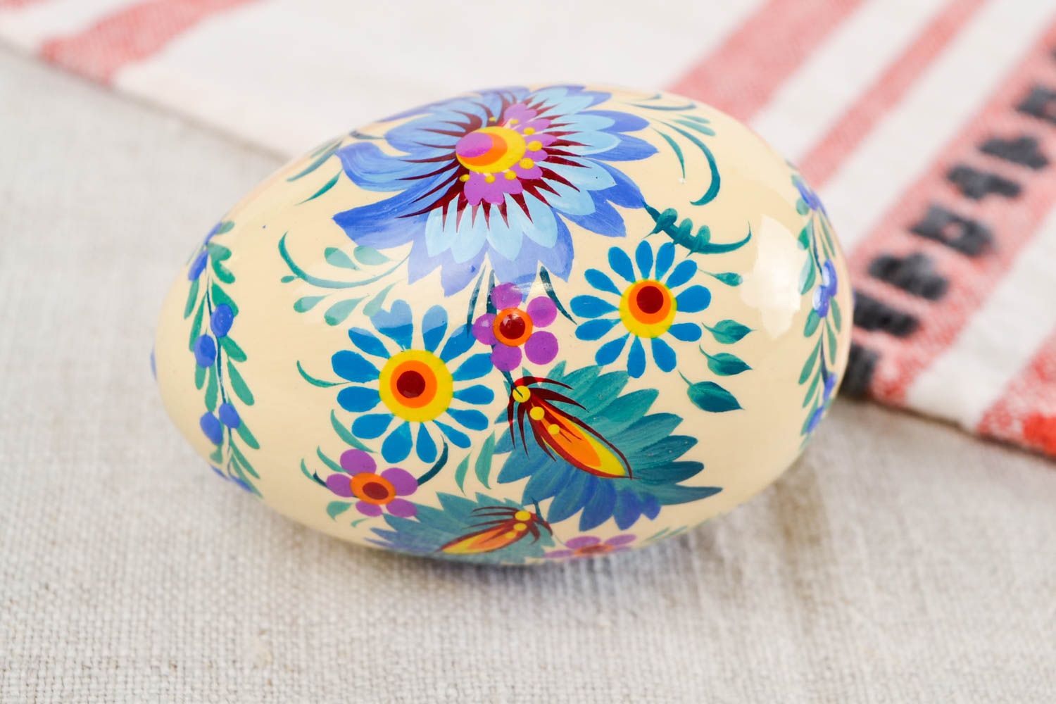 Decoración para Pascua huevo decorado  artesanal de madera regalo original foto 1