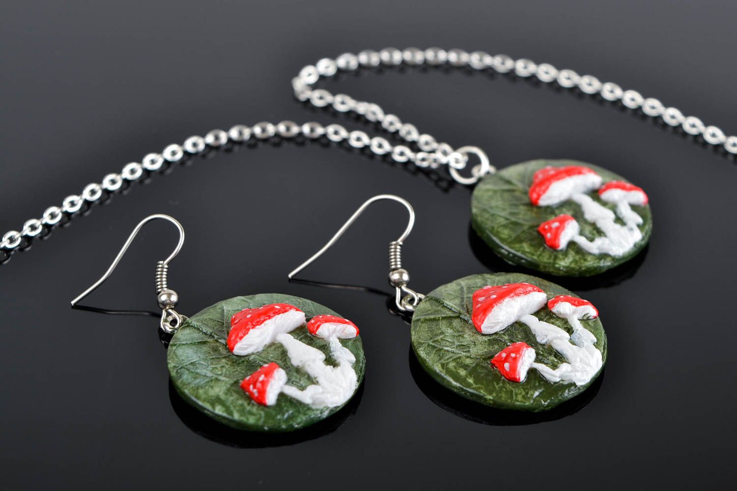 Handmade jewelry set plastic earrings plastic pendant necklace designs photo 1