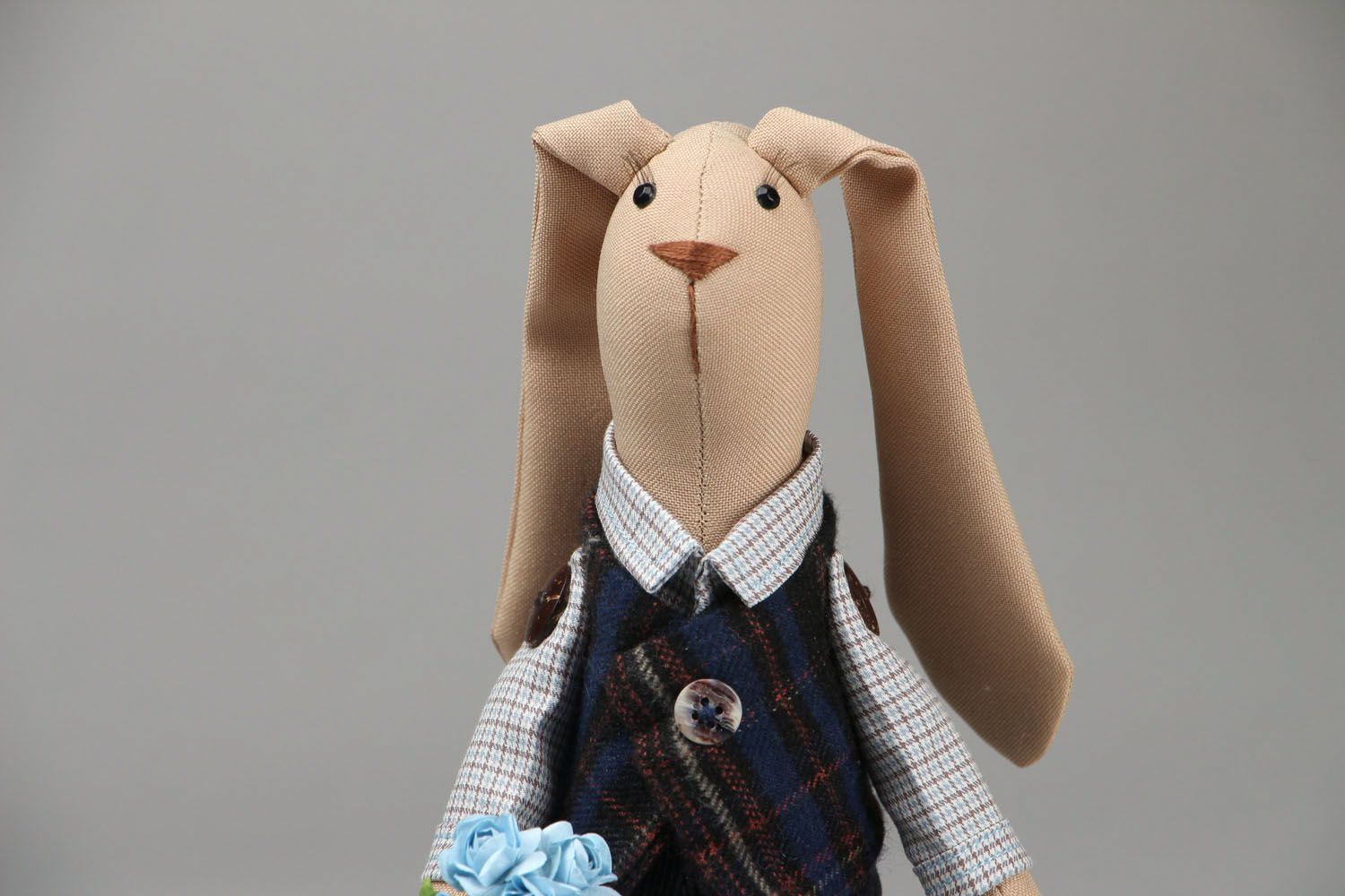 Soft fabric toy Rabbit with a Bouquet photo 2