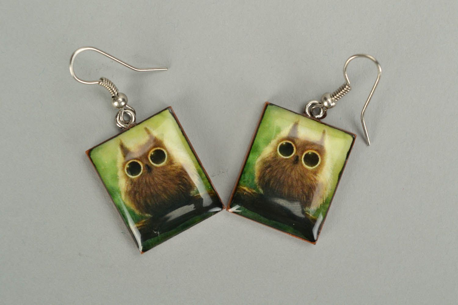 Polymer clay earrings Owls photo 3