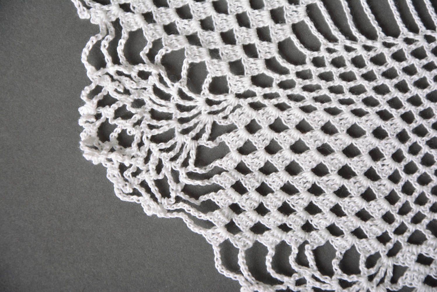 Table crochet napkin handmade knitted white napkin home decorative element photo 2