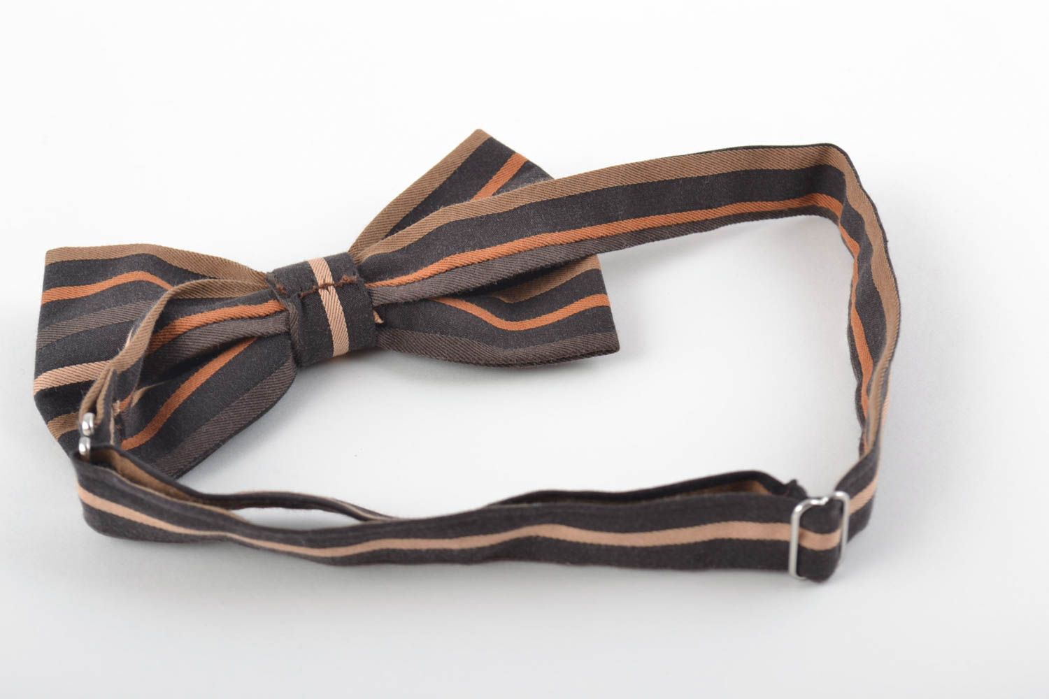 Beautiful handmade designer fabric bow tie of dark colors photo 3
