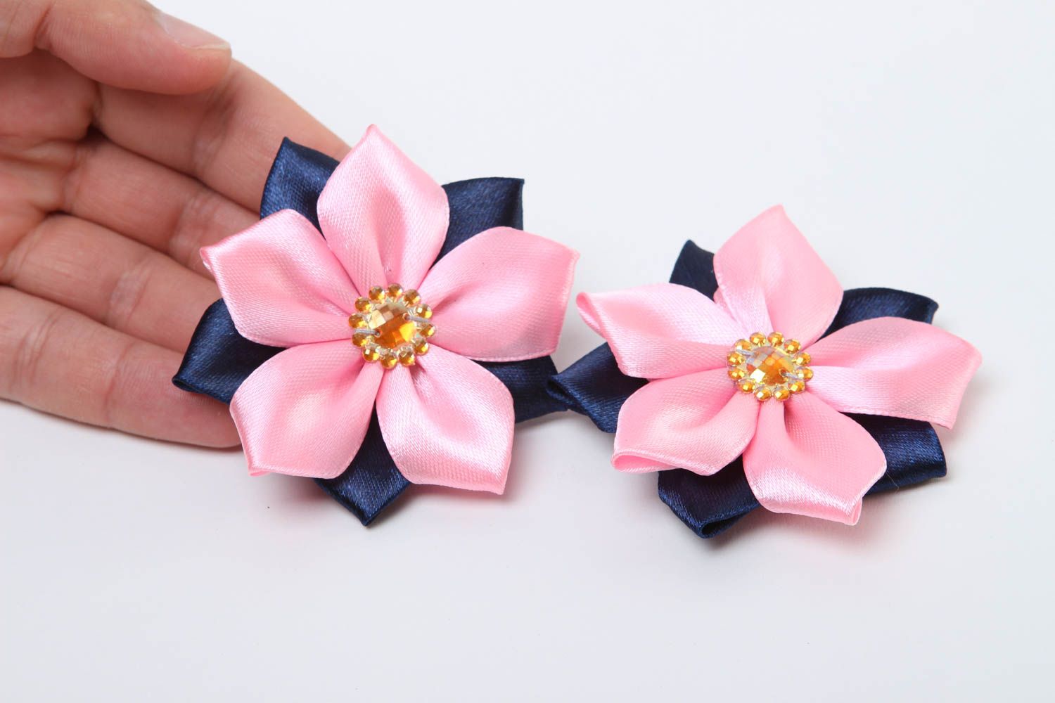 Accessoires für Mädchen rosa Blume Haarspangen handgemachter Schmuck originell foto 5