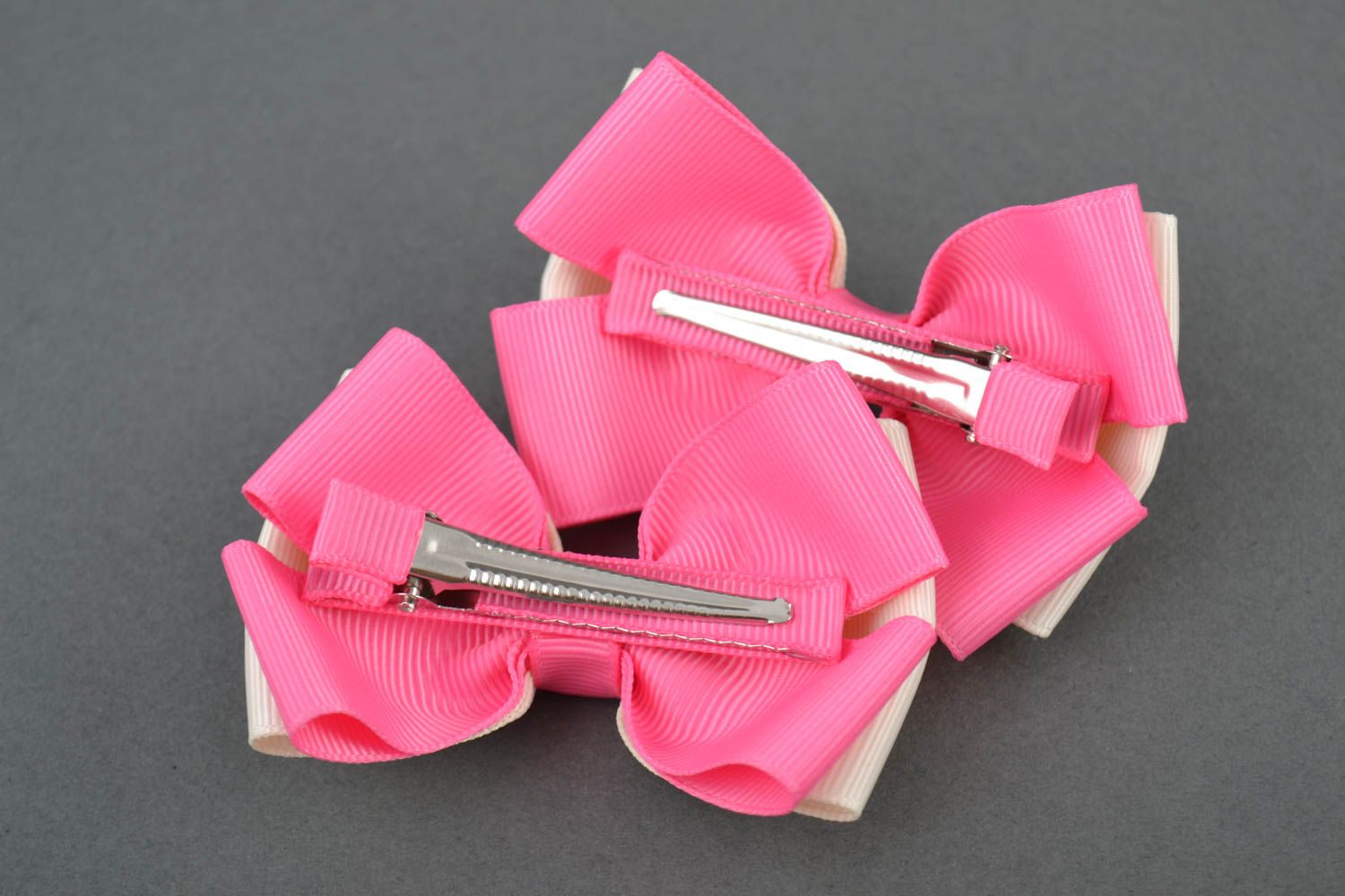 Set of 2 handmade hair clips handcrafted jewelry bows for hair gifts for girls photo 2