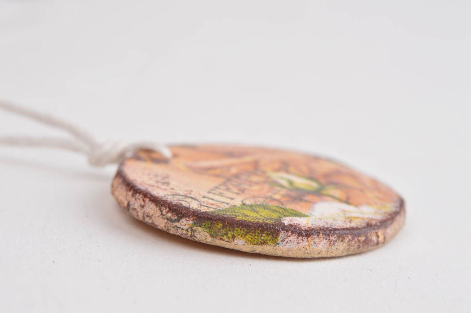 Handmade plastic pendant decoupage ideas beautiful jewellery gifts for her photo 4