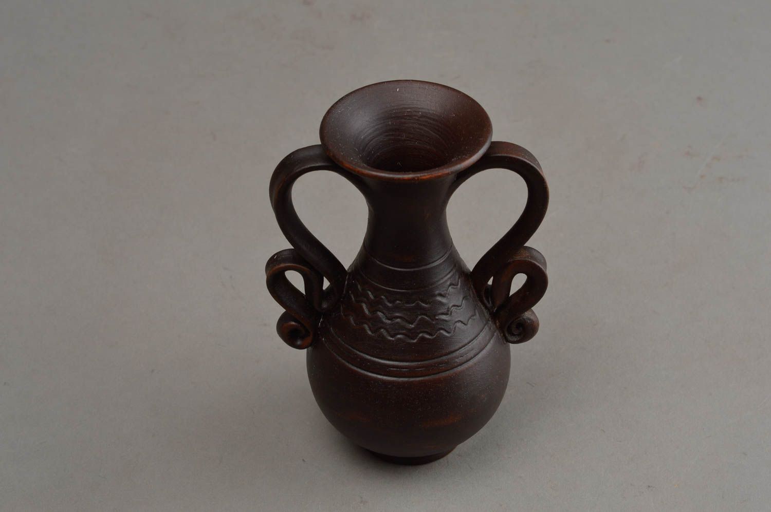 Brown ceramic 5 flower vase for table décor handmade centerpiece for home decor photo 8