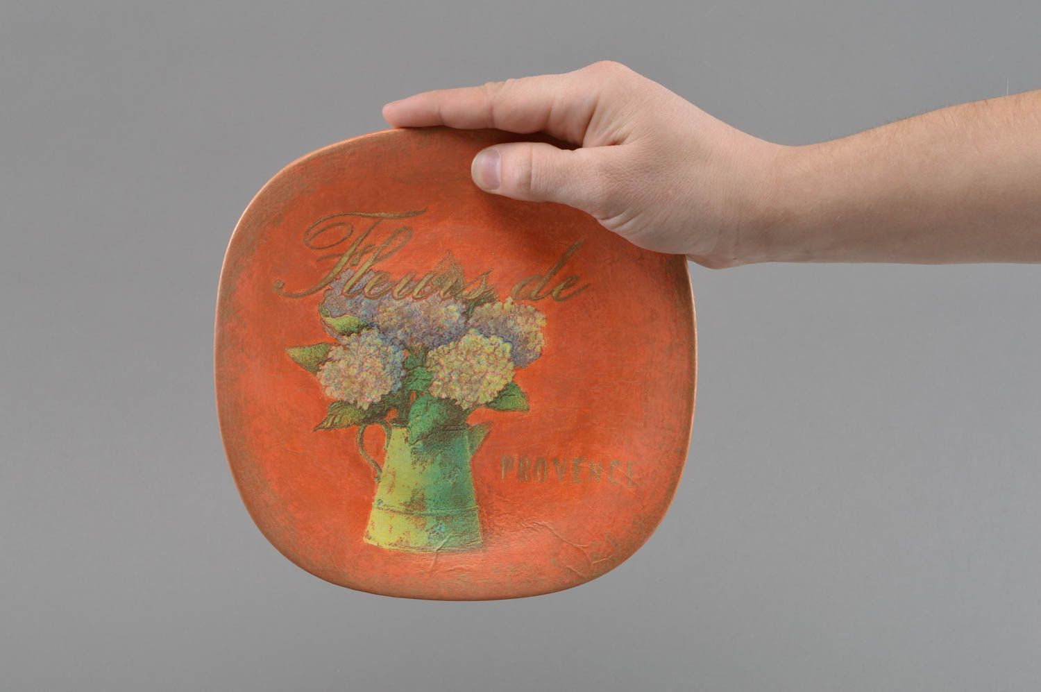 Handgemachter origineller orange dekorativer Teller aus Glas für Haus Dekor  foto 4