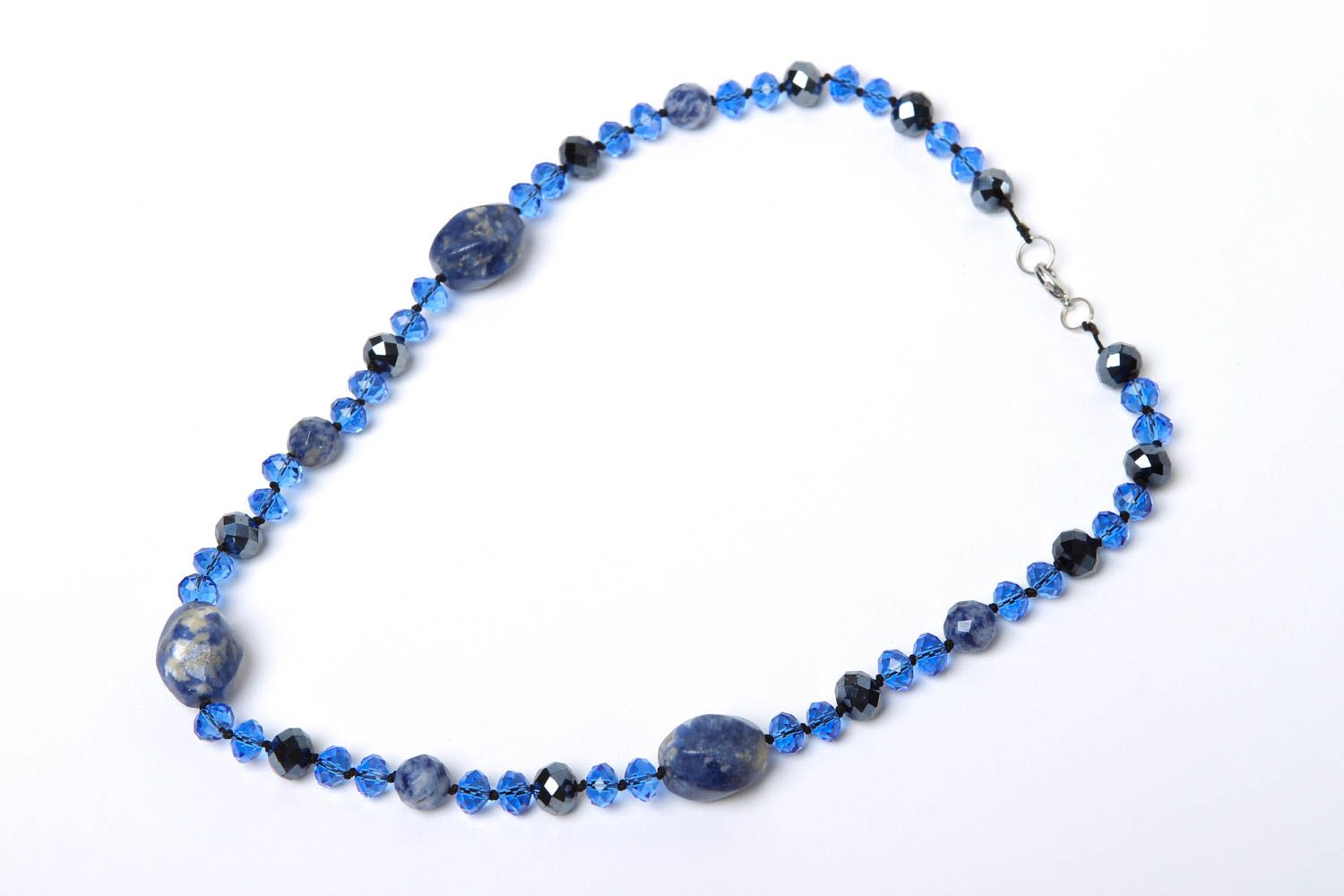Collier pierres naturelles Bijou fait main de tons bleus Accessoire femme photo 2