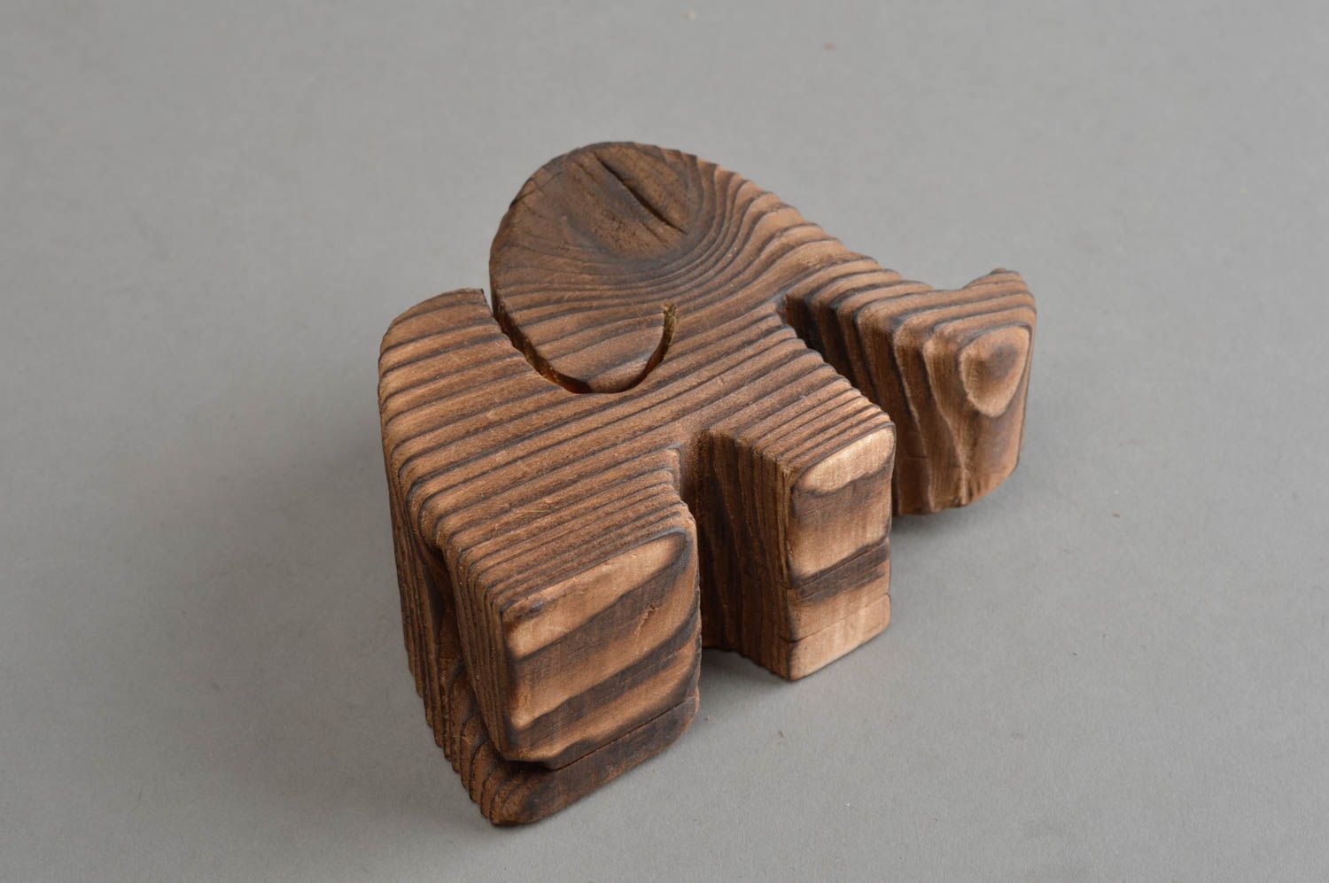 Figurine éléphant en bois de pin naturel faite main décorative petite taille photo 4