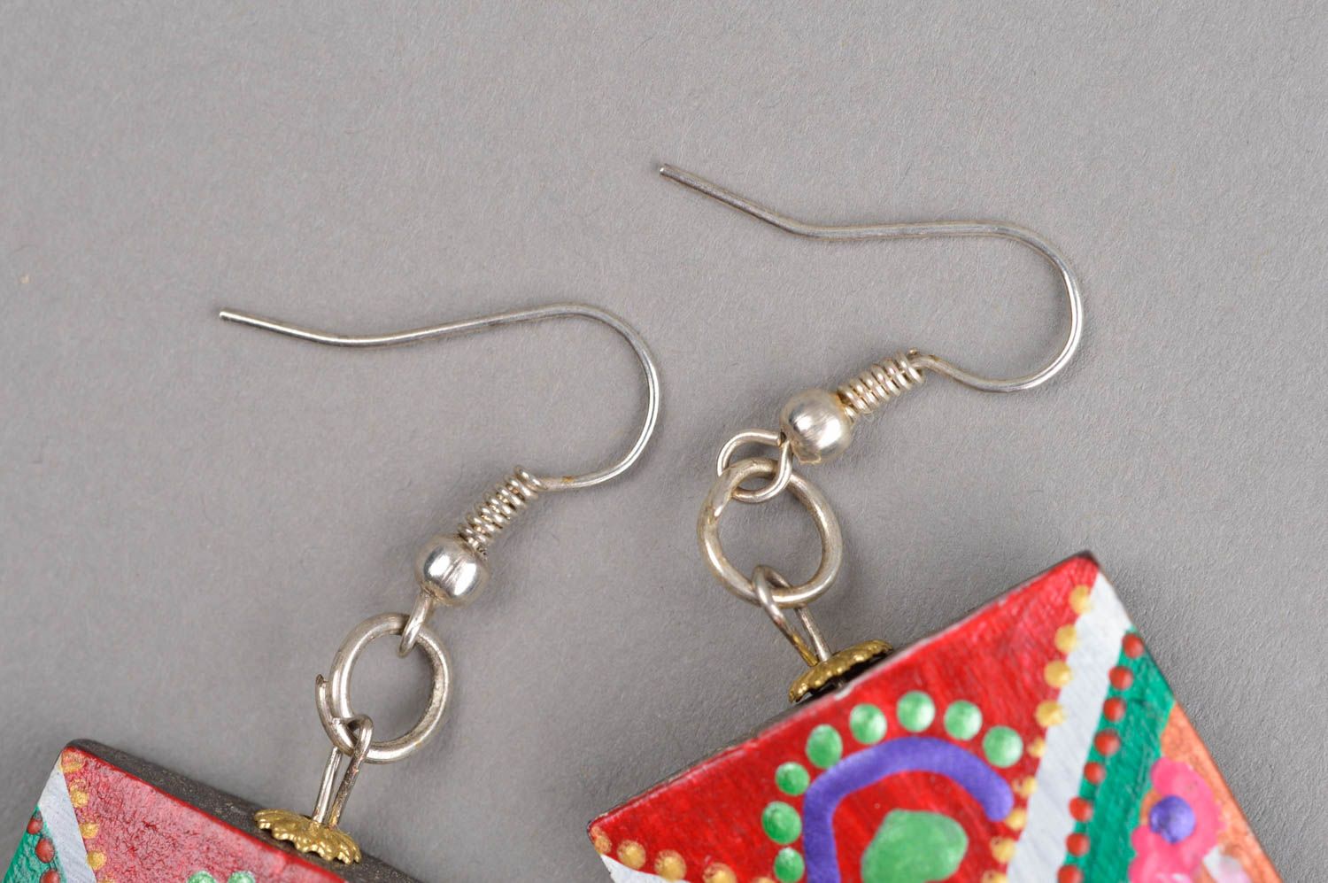 Stylish handmade wooden earrings square earrings artisan jewelry designs photo 4