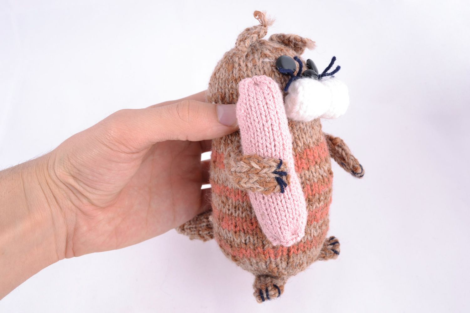 Handmade soft crochet toy cat with sausage photo 2