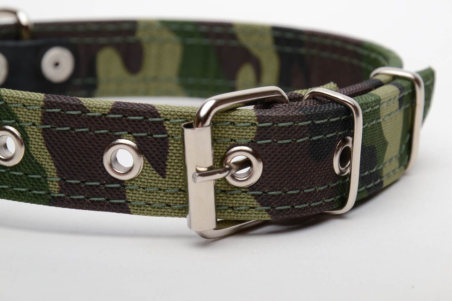 Leather dog collar coated with fabric photo 4