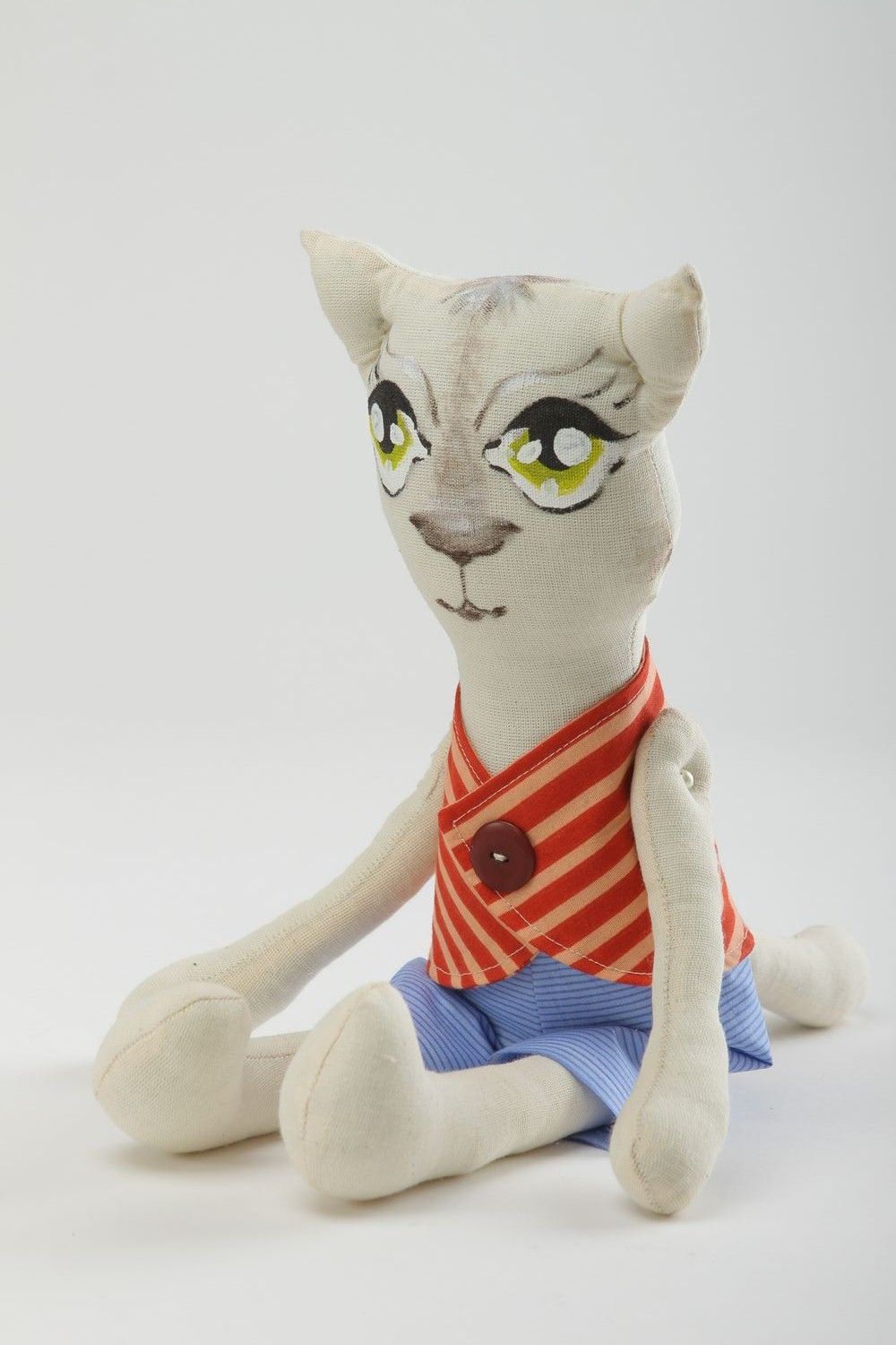 Peluche artesanal decoración de interior juguete original Gato en traje foto 4