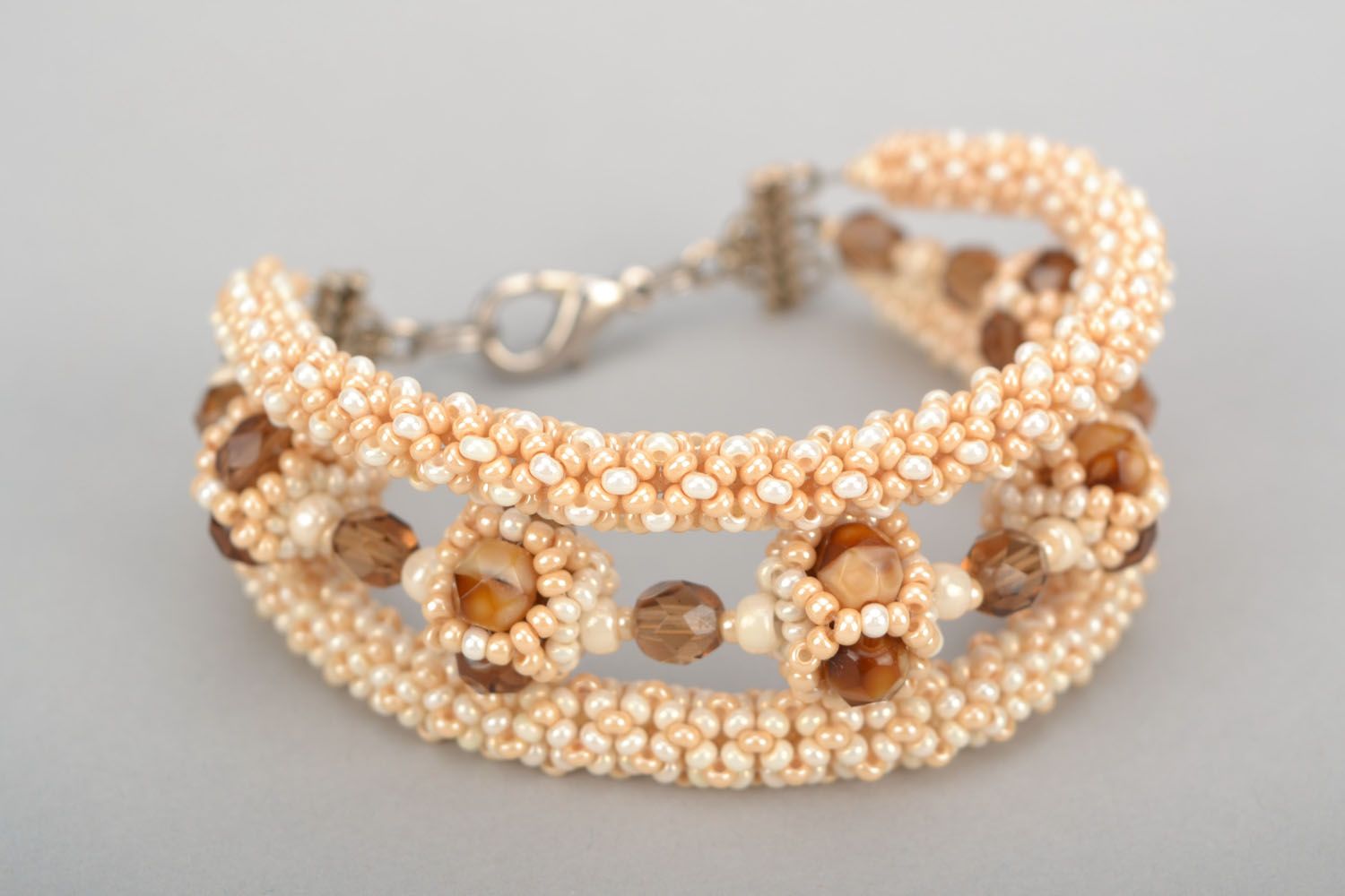 Caramel beads chain charm bracelet for girl photo 4