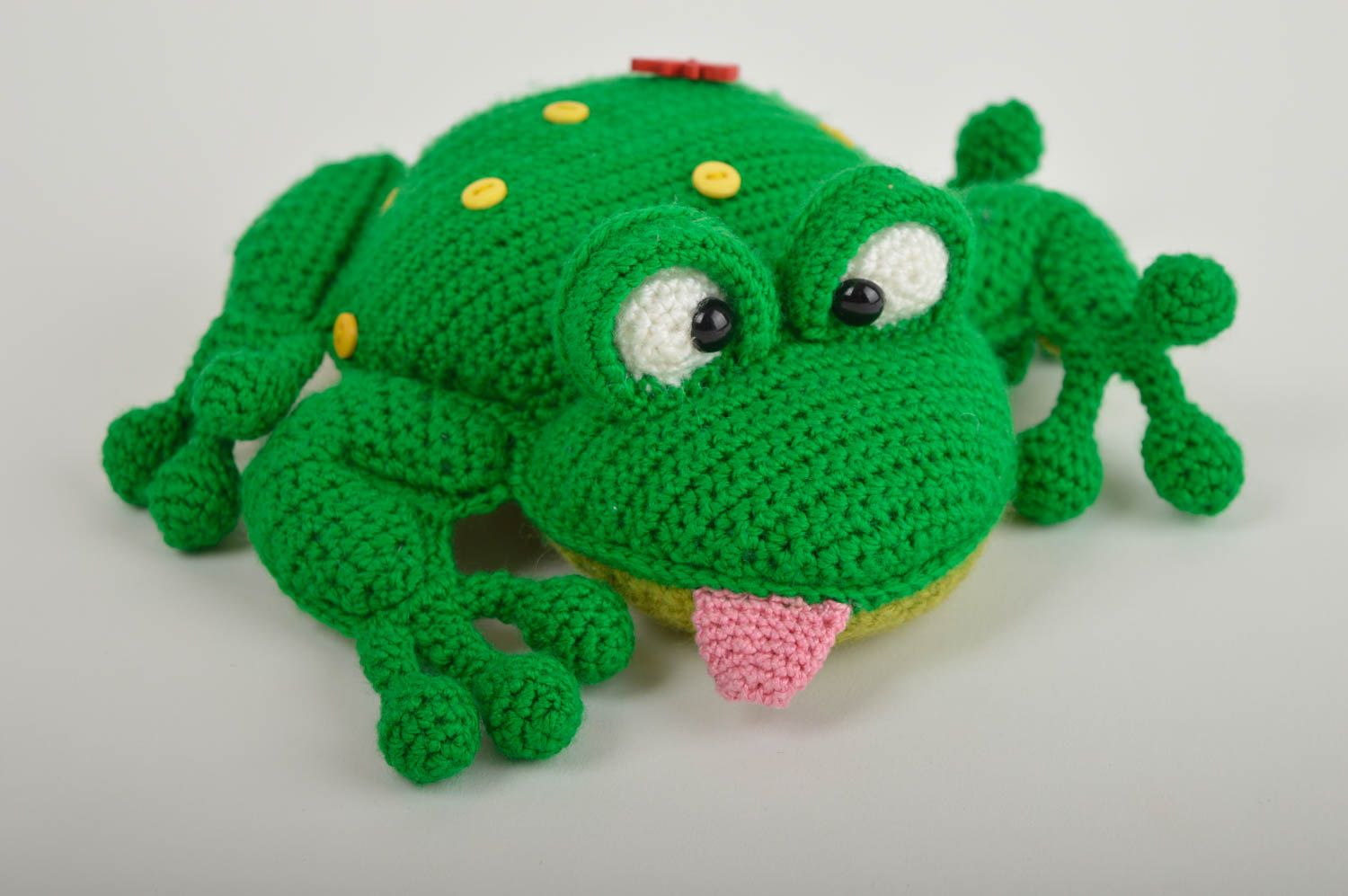 Jouet grenouille Peluche faite main tricotée en acrylique Cadeau pour enfant photo 2