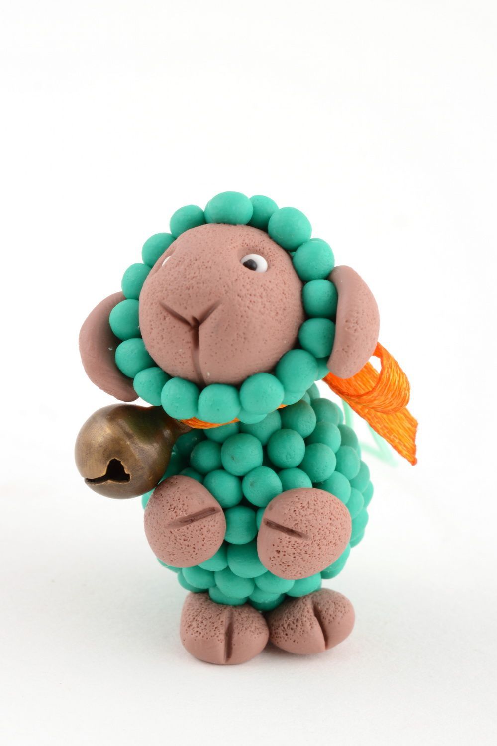 Funny handmade stylish cute keychain made of polymer clay in shape of ram photo 2