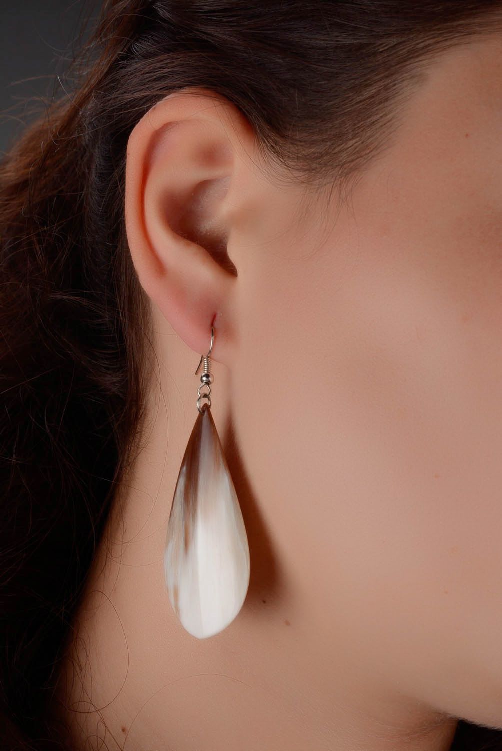 Earrings made ​​of cow horns Petals photo 4