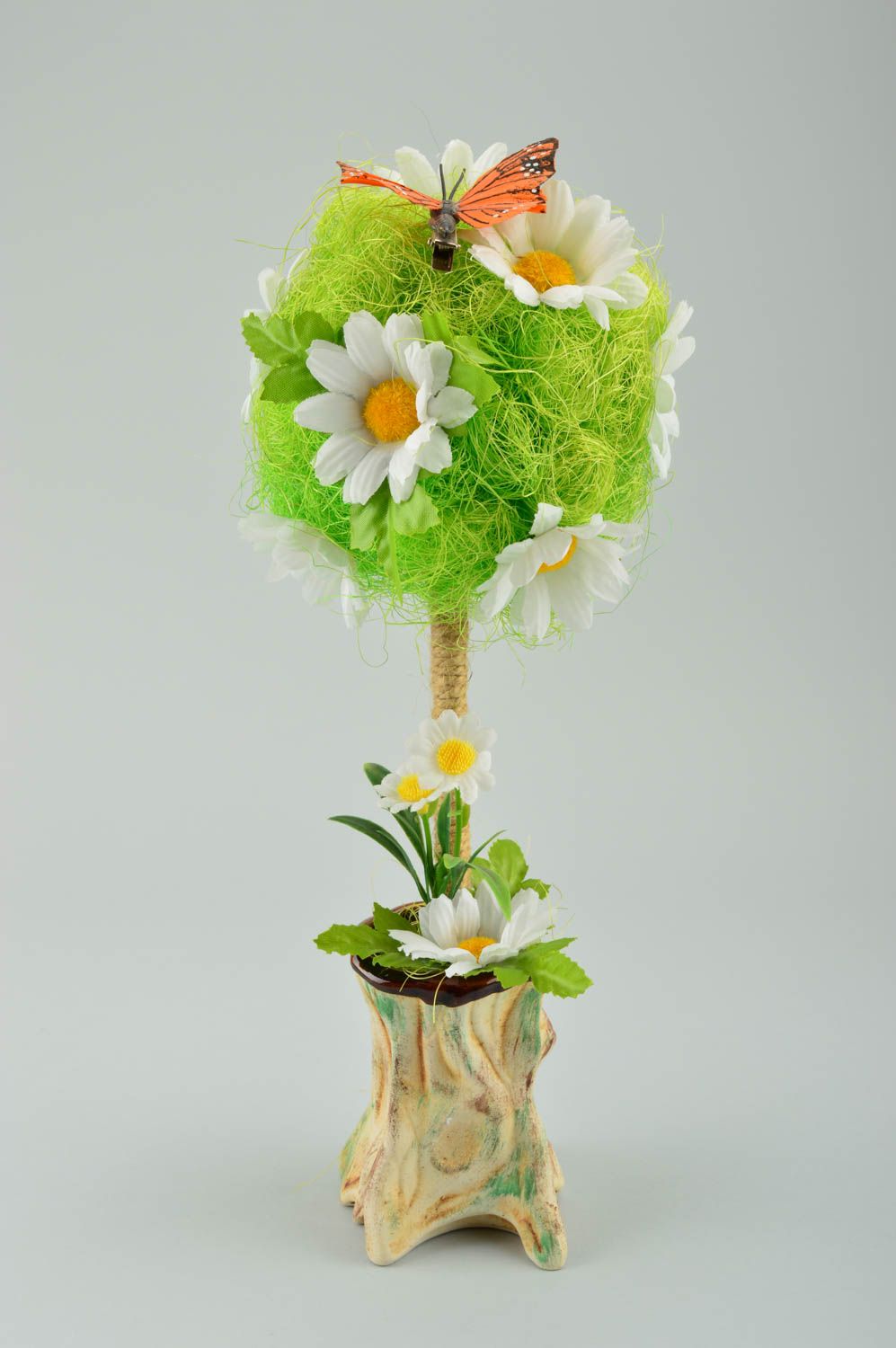 Topiario de flores hecho a mano regalo original elemento decorativo verde foto 4