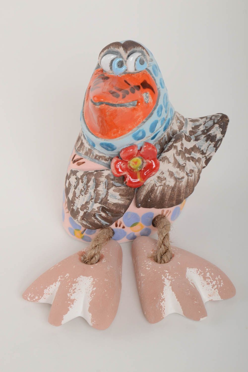 Keramik Spardose handmade Haus Deko Geschenk für Kinder Vogel originell foto 2