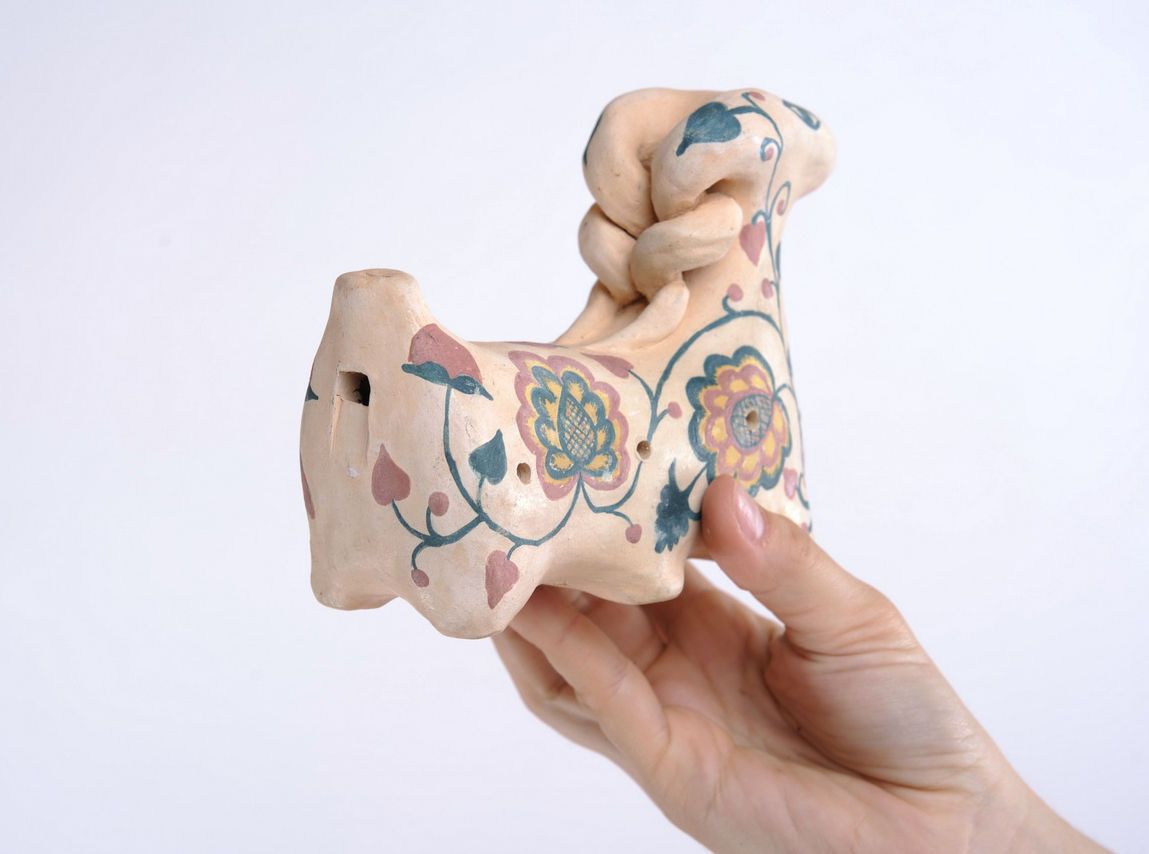 Toy-whistle made of clay Lamb photo 4