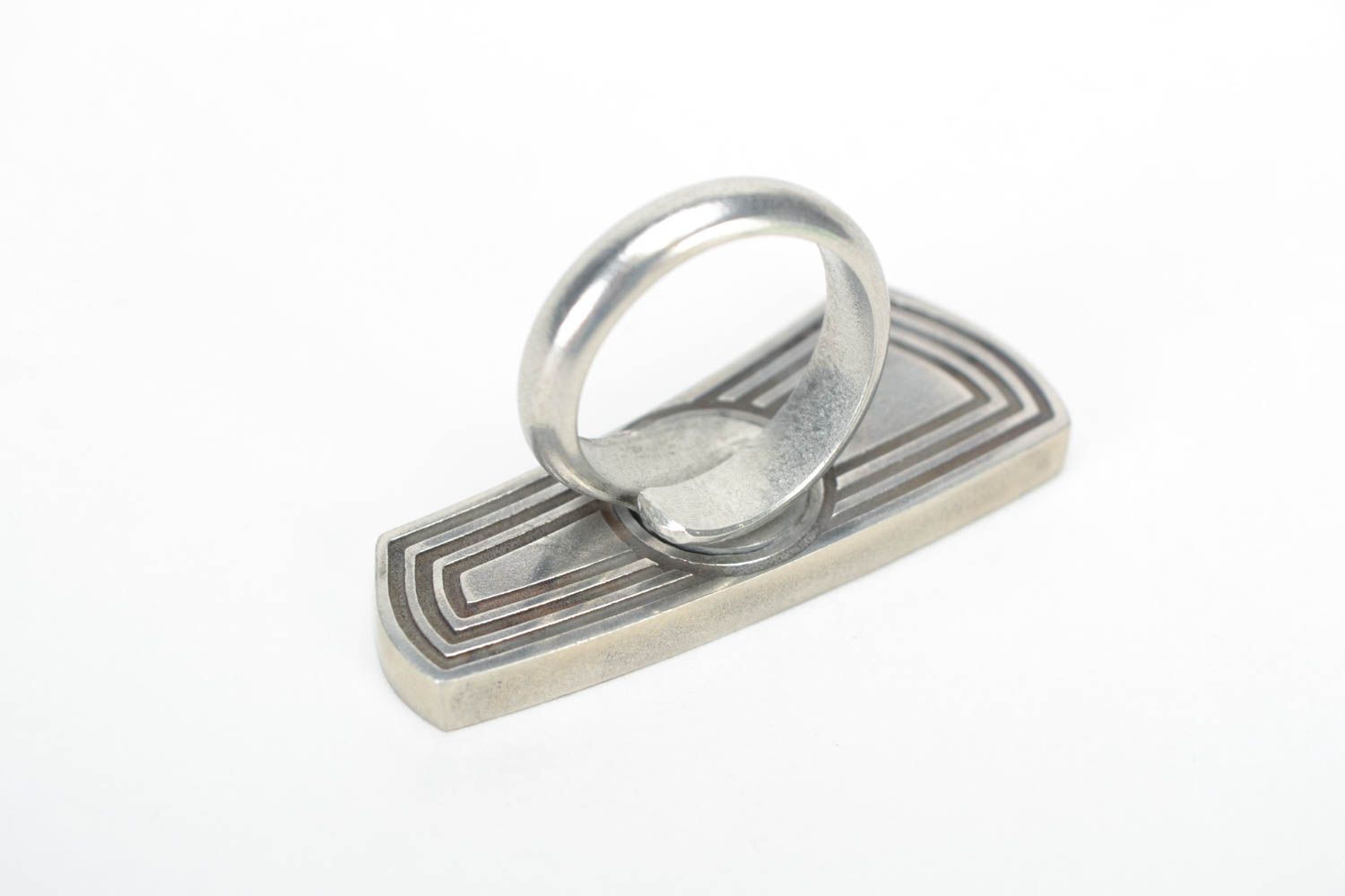 Exklusiver stilvoller Schmuck Ring Rohling aus Metall künstlerische Handarbeit foto 3