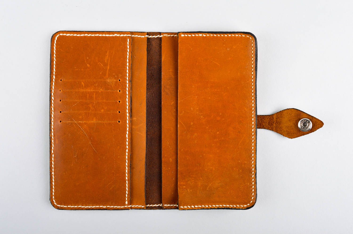 Мужское портмоне ручной работы кожаный кошелек коричневый аксессуар для мужчин фото 5