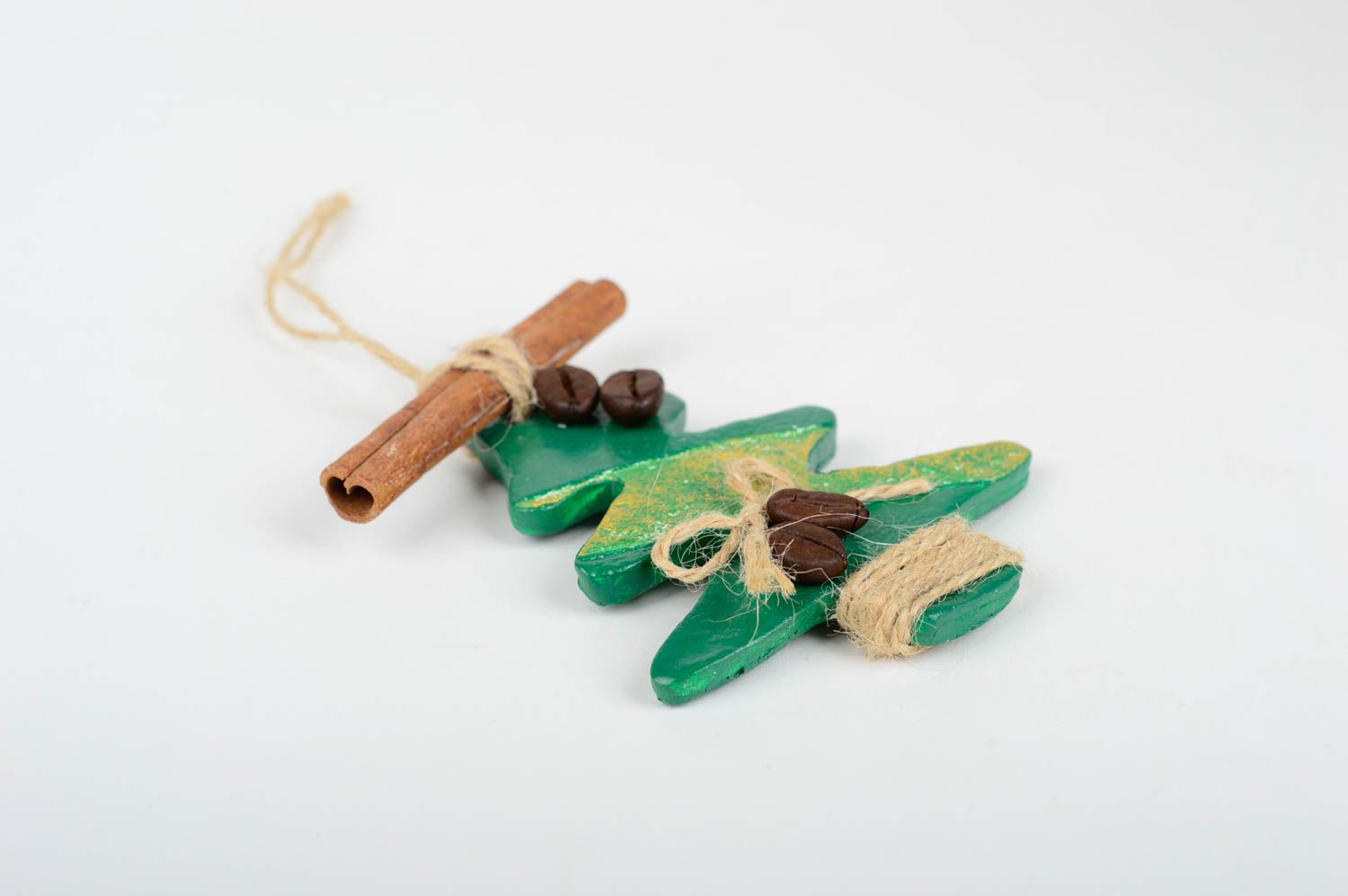 Игрушка на елку handmade декор для дома игрушка из глины расписная Елка зеленая фото 3