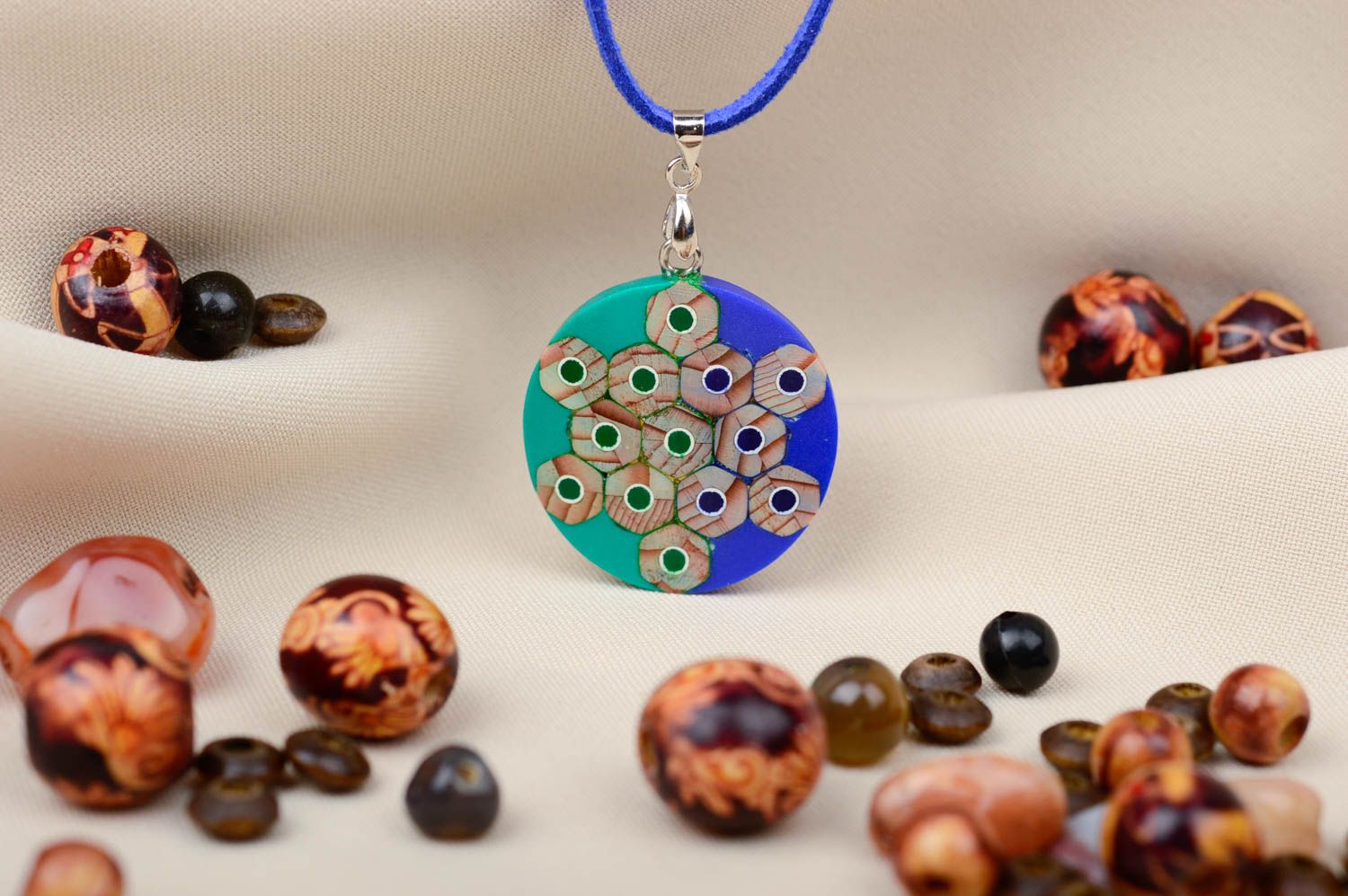 Handmade accessory wooden pendant for girls designer jewelry gift ideas photo 1