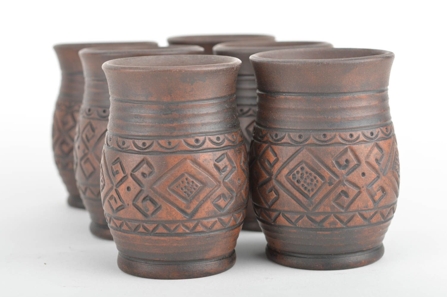 Set of designer handmade beautiful pottery six glasses 250 ml home decor photo 5