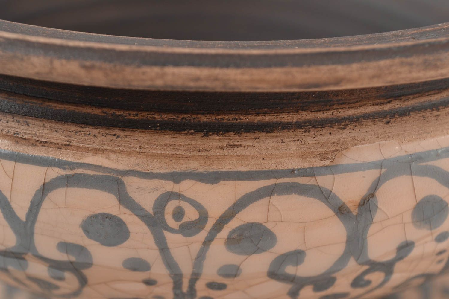 Глиняный горшок посуда ручной работы посуда из глины горшок и тарелка с узорами фото 4