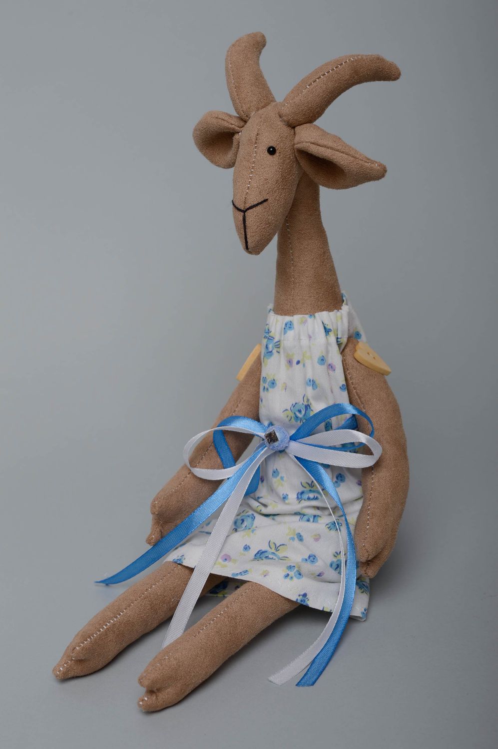 Handmade fabric toy goat photo 1