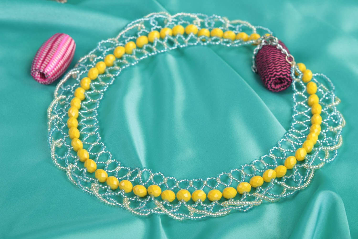 Handmade Damen Collier Rocailles Kette Halsketten Damen Halsketten Frauen gelb foto 1