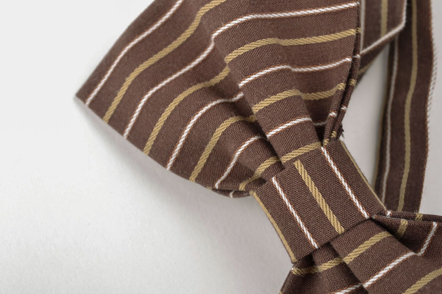 Brown striped bow tie photo 4