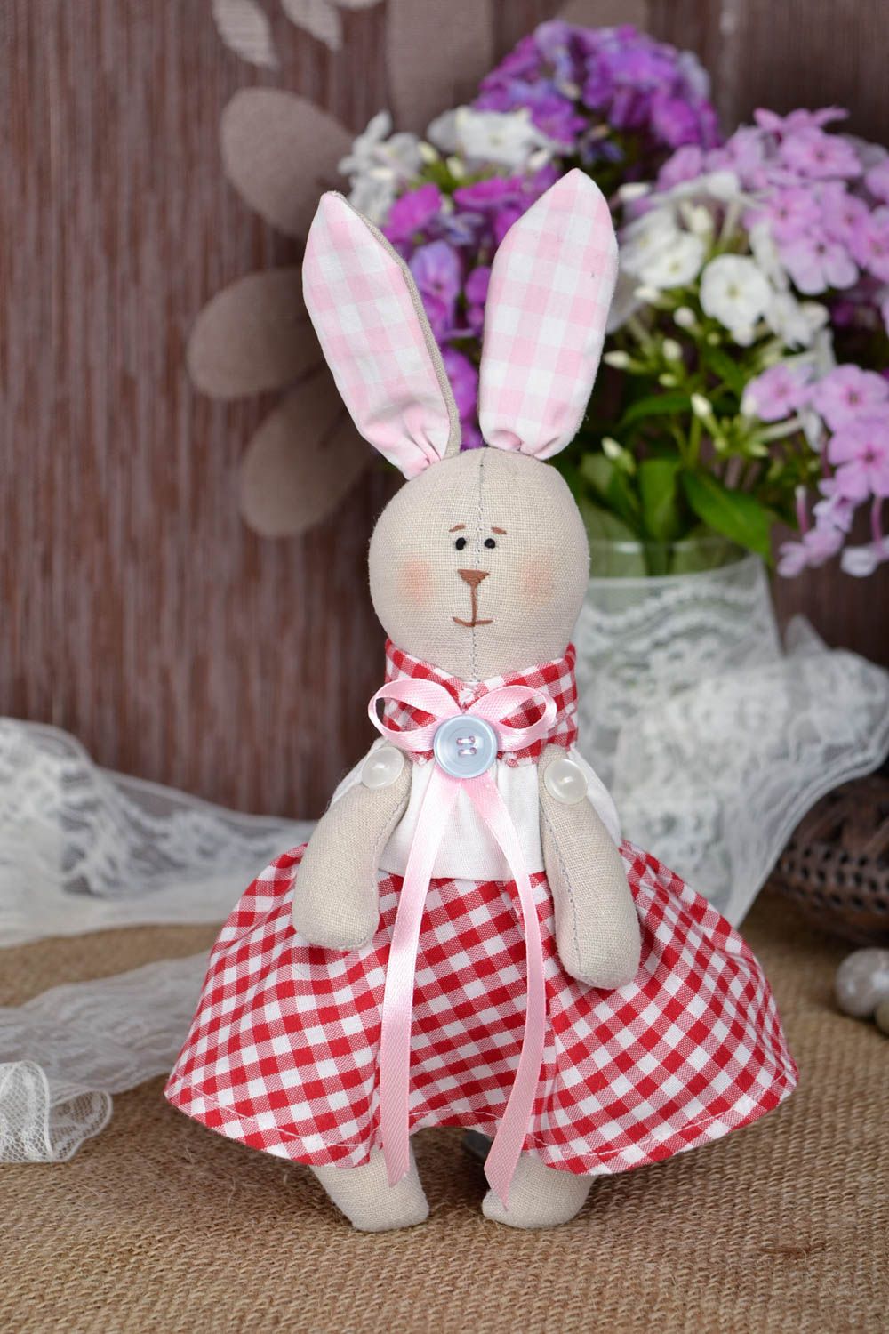 Игрушка заяц авторская игрушка ручной работы в платье стильный подарок подруге фото 1