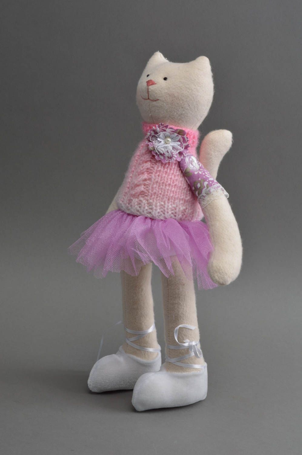 Peluche chat Jouet pour enfant fait main Décoration chambre doux en coton photo 3