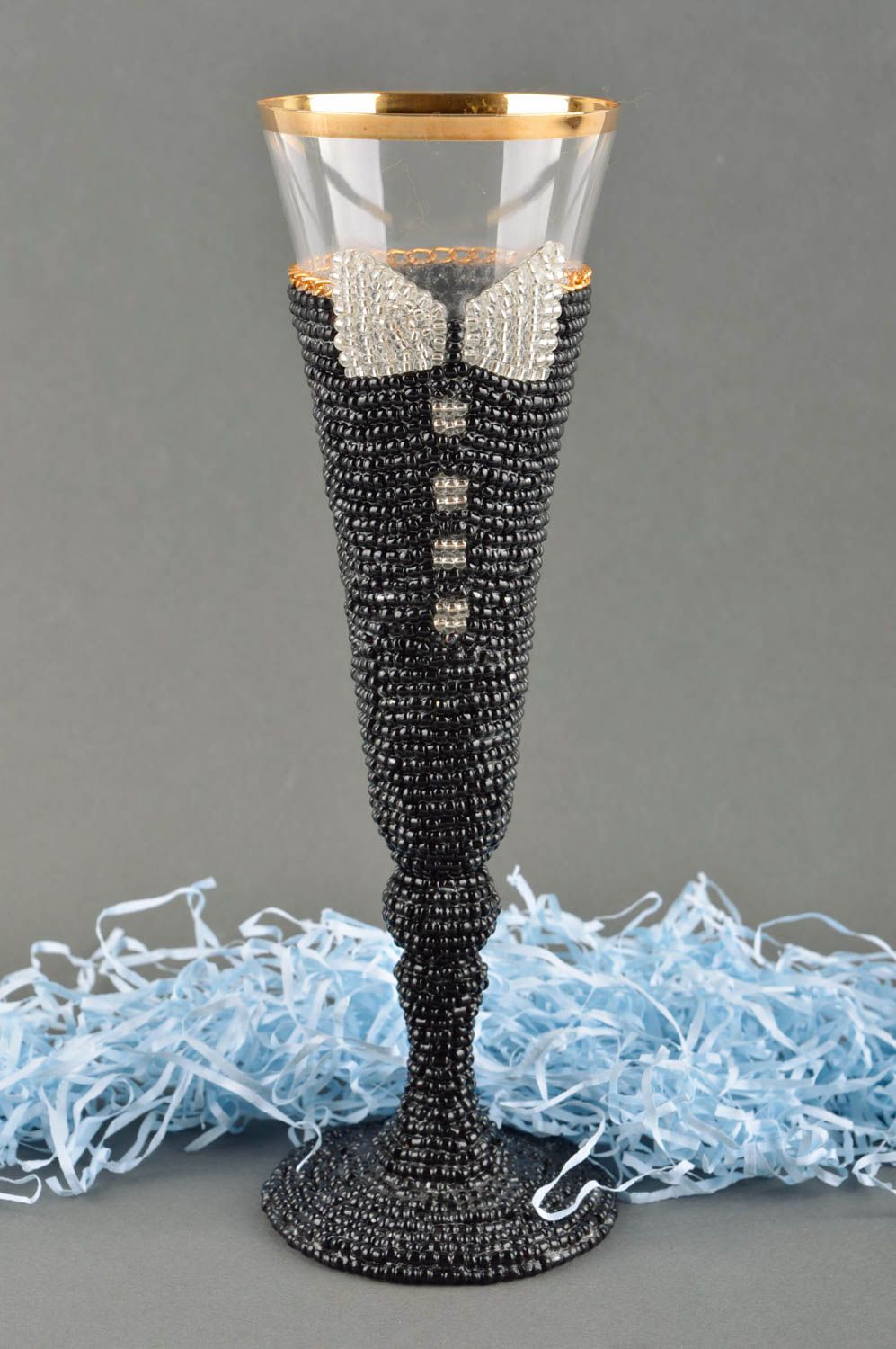 Copa de boda artesanal decorada elemento decorativo de cristal regalo original foto 1
