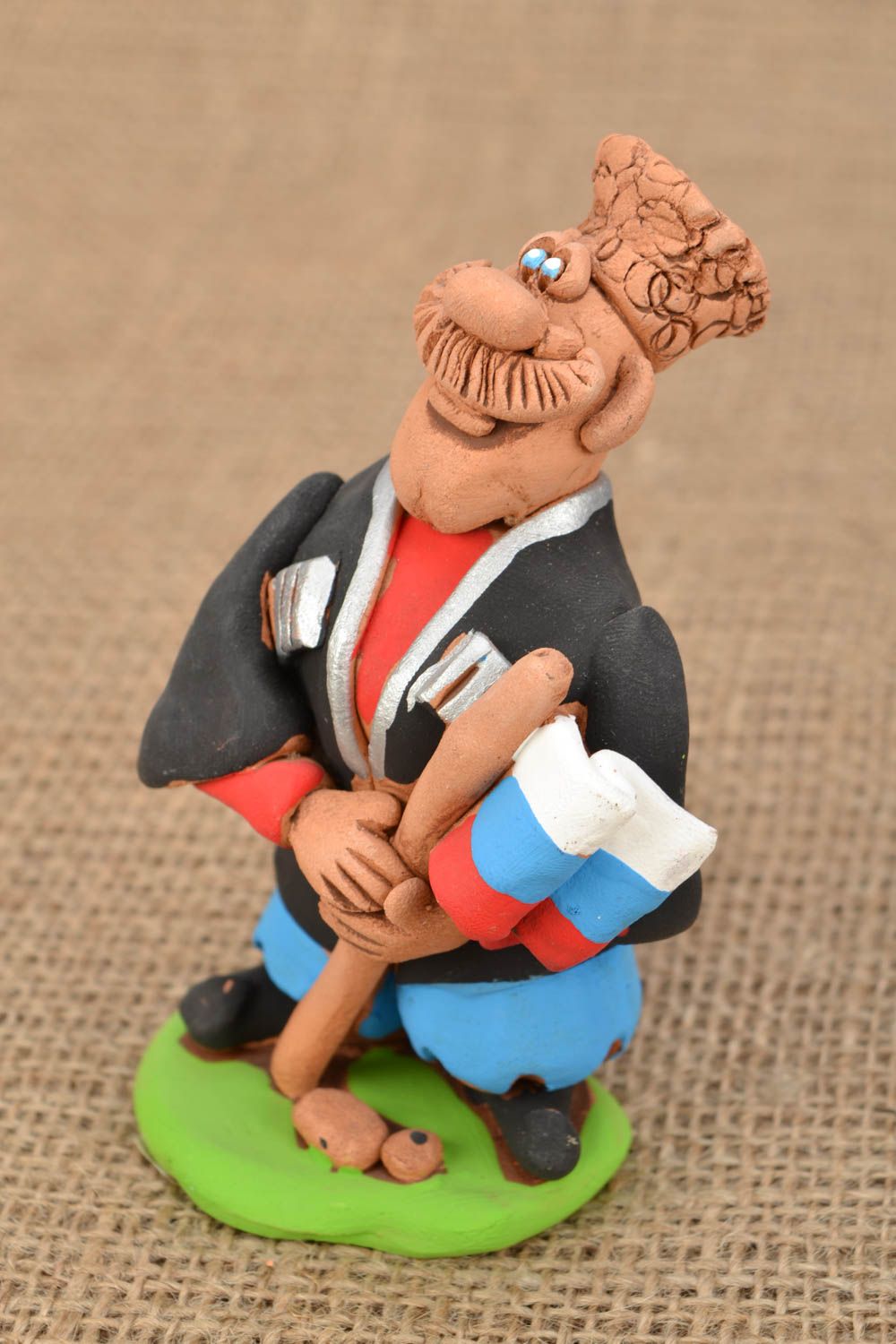 Designer ceramic toy Cossack with Flag photo 1