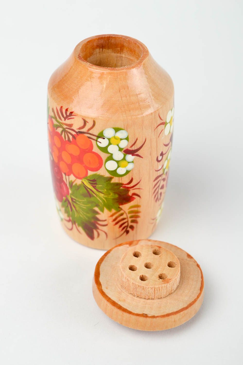 Petite salière faite main Pot à sel Vaisselle en bois peinte originale photo 5